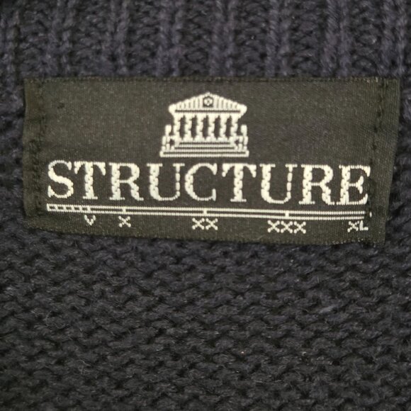 Structure Vintage Navy French Crest Knit Crewneck Sweater Embroidered Size XL - Picture 6 of 6